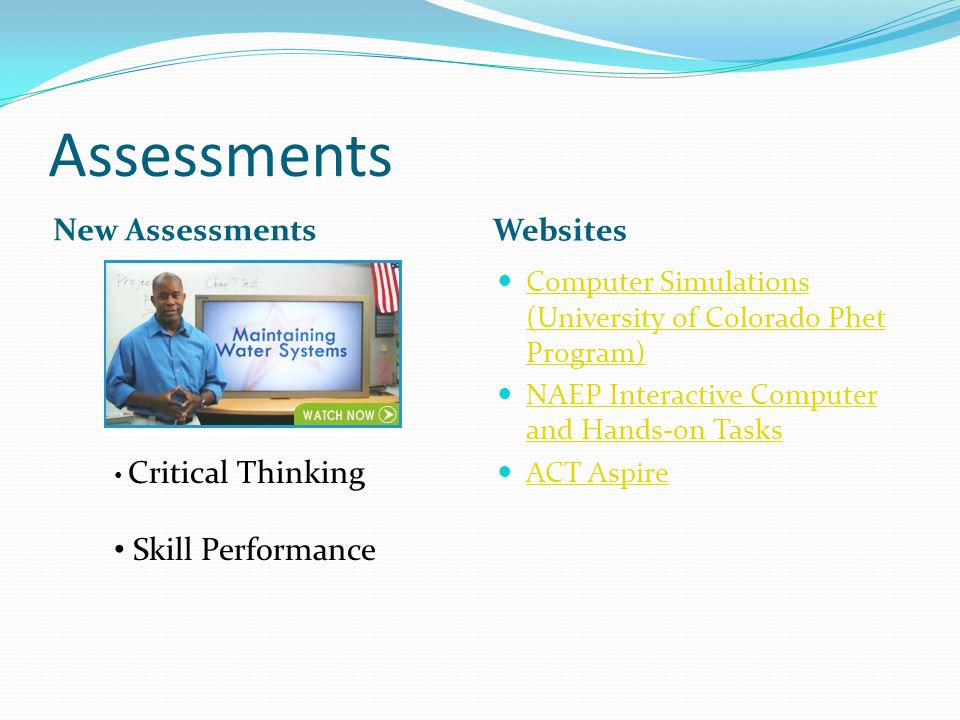 Assessments New Assessments Websites Skill Performance