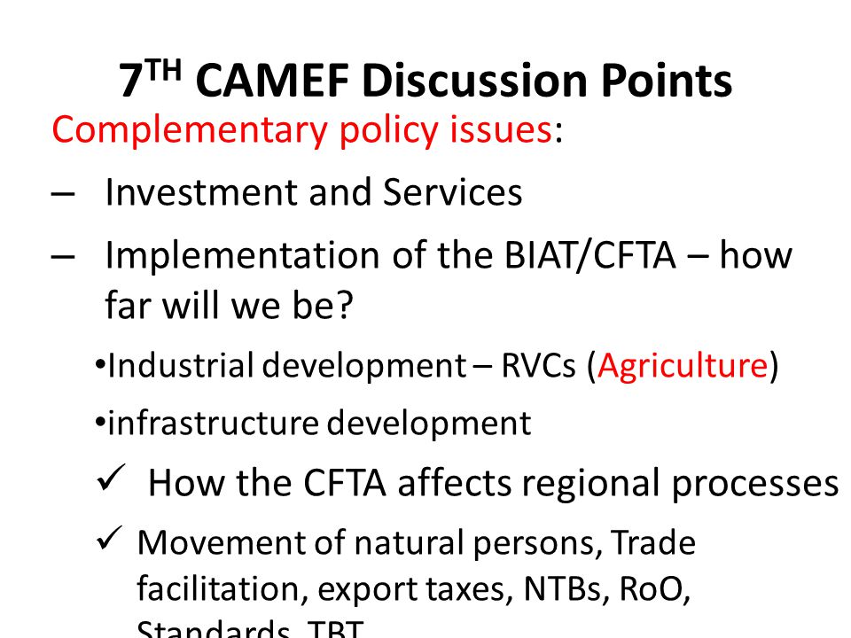 7TH CAMEF Discussion Points