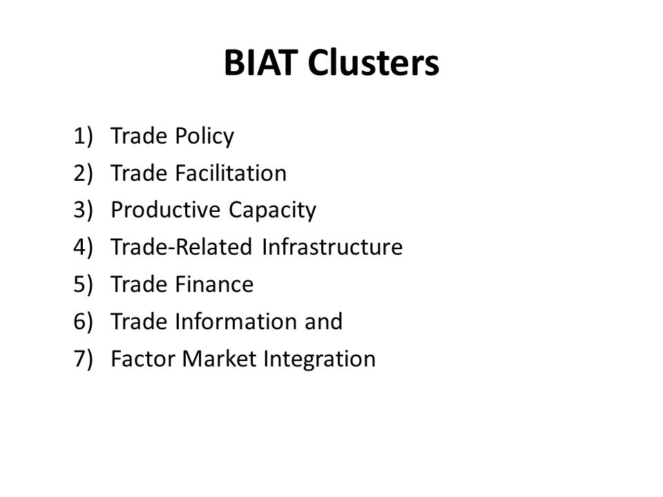 BIAT Clusters Trade Policy Trade Facilitation Productive Capacity