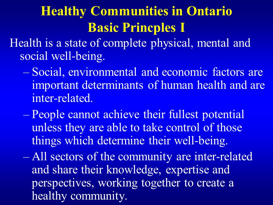 Healthy Communities in Ontario Basic Princples I