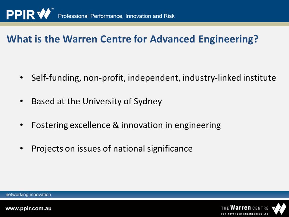 What is the Warren Centre for Advanced Engineering