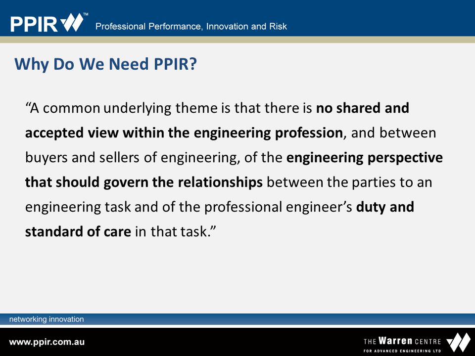 Why Do We Need PPIR