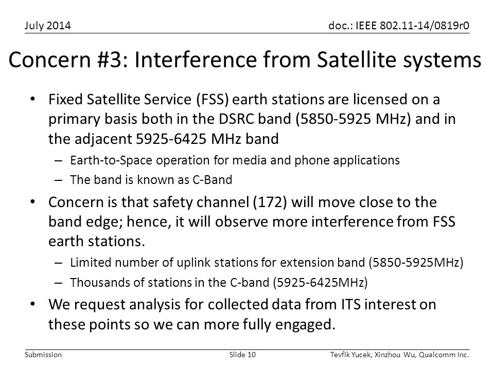 Concern #3: Interference from Satellite systems