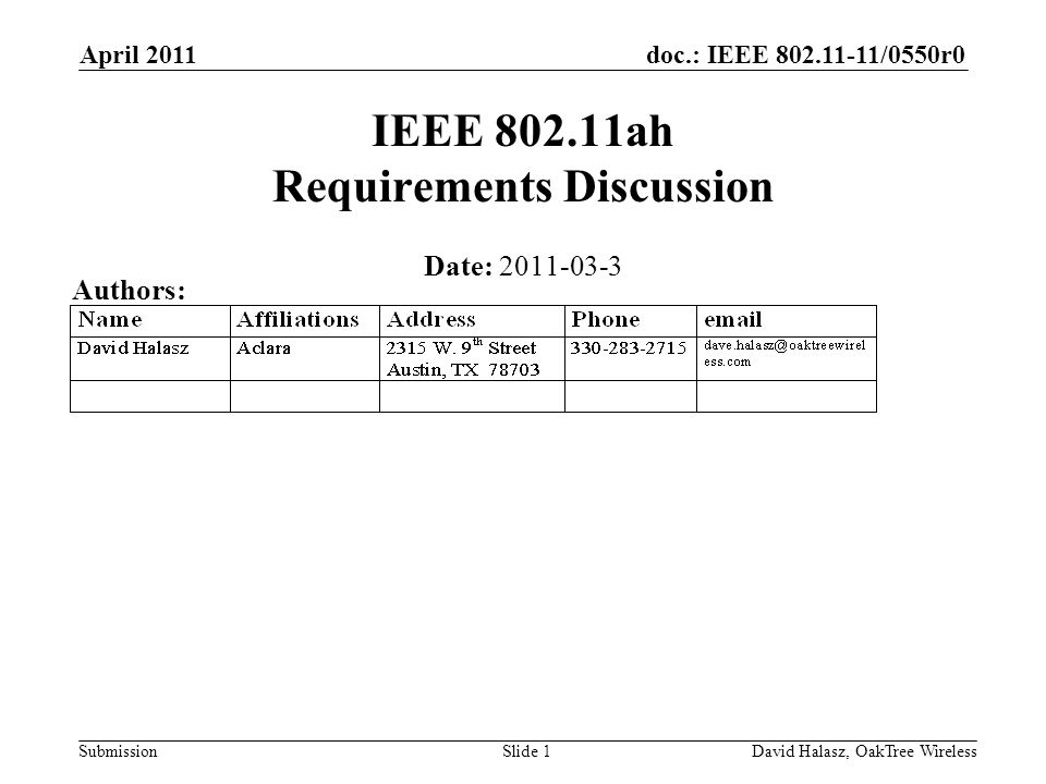 IEEE ah Requirements Discussion