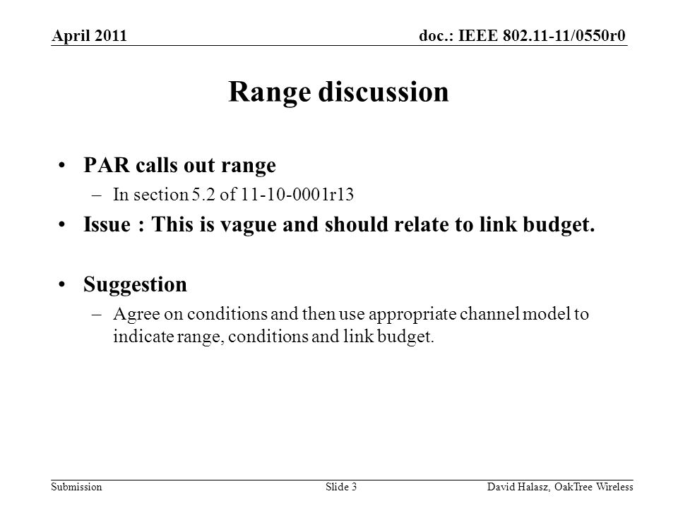 Range discussion PAR calls out range