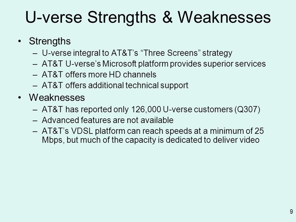 at&t strengths and weaknesses