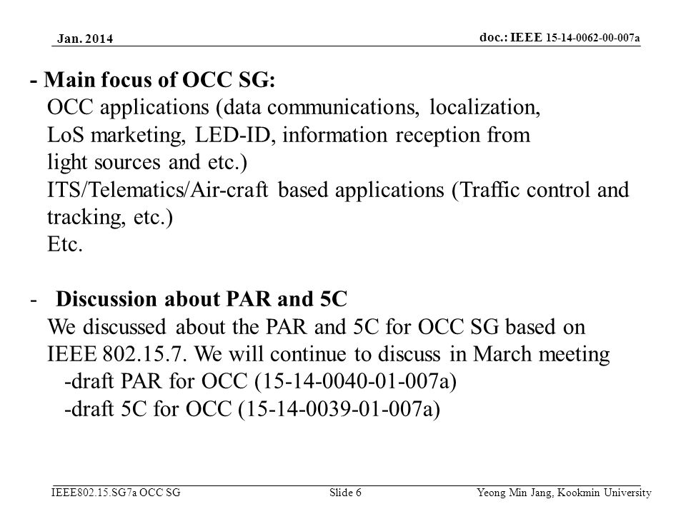 OCC applications (data communications, localization,