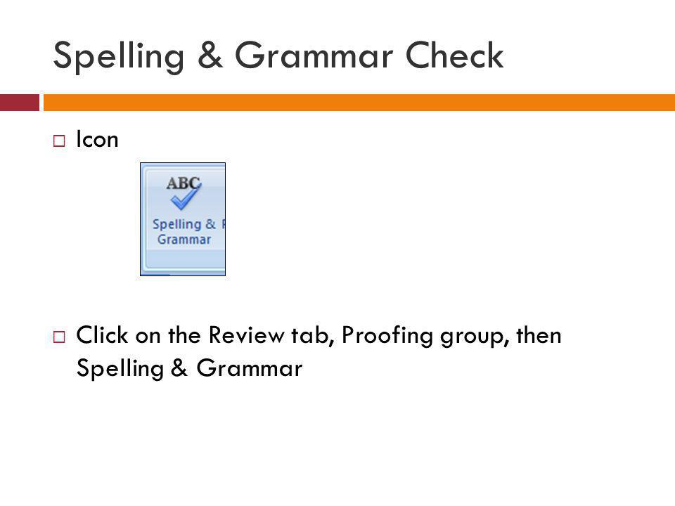 Spelling & Grammar Check