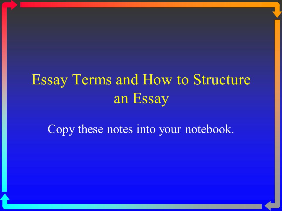 Essay Terms and How to Structure an Essay