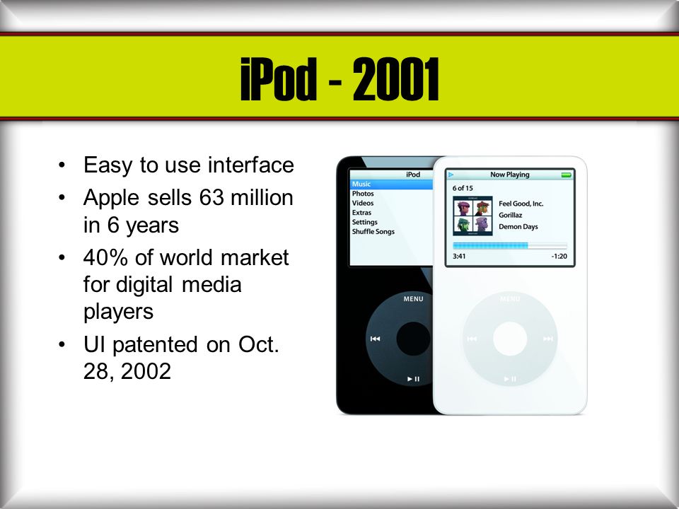 iPod Easy to use interface Apple sells 63 million in 6 years