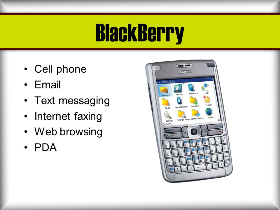 BlackBerry Cell phone  Text messaging Internet faxing