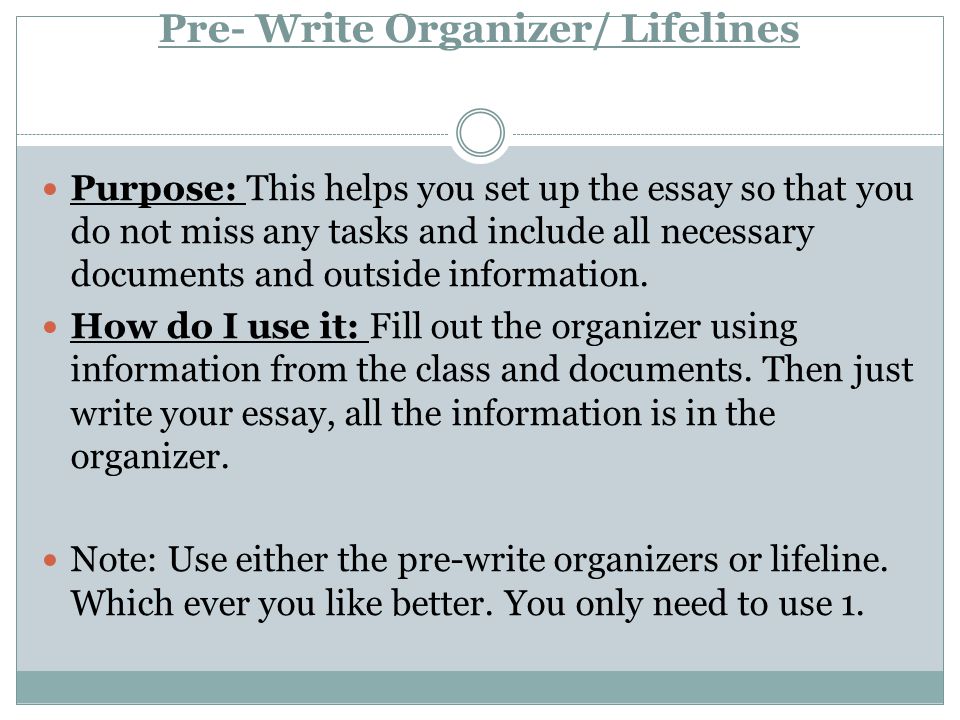 Pre- Write Organizer/ Lifelines