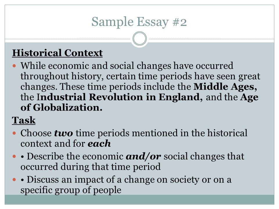 Sample Essay #2 Historical Context
