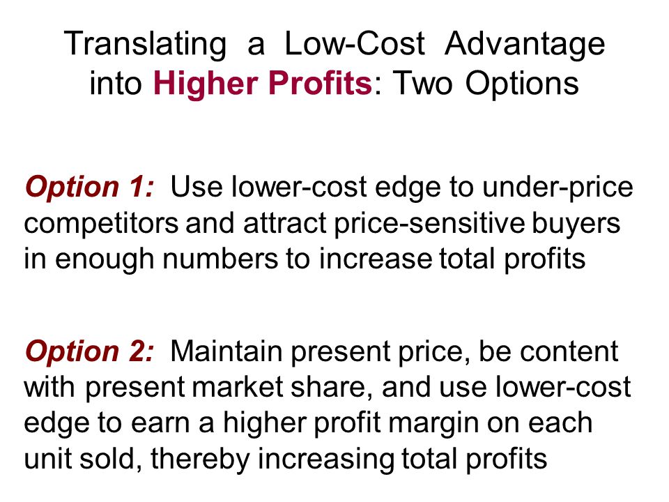 Translating a Low-Cost Advantage into Higher Profits: Two Options