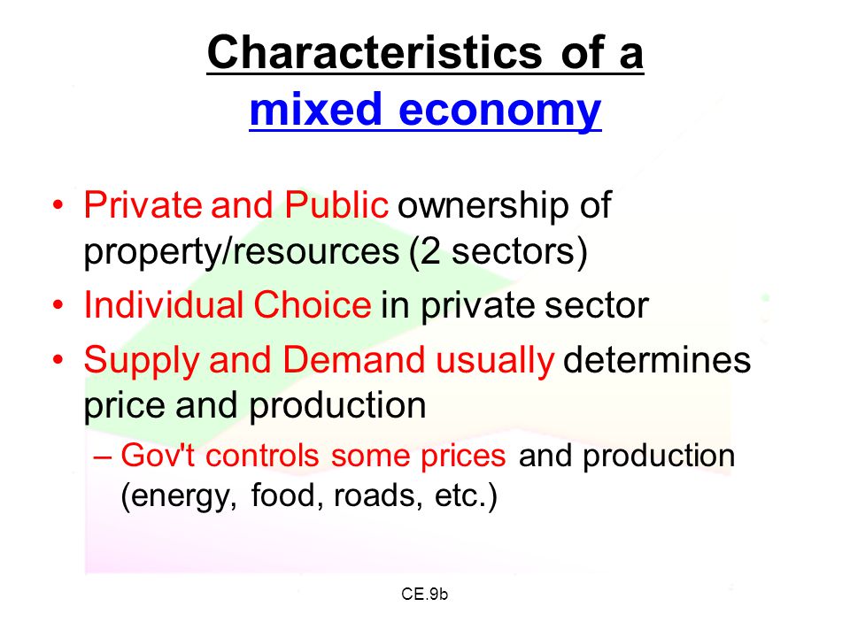 Characteristics of a mixed economy