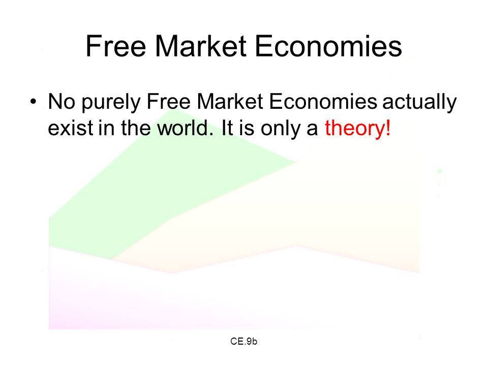 Free Market Economies No purely Free Market Economies actually exist in the world. It is only a theory!