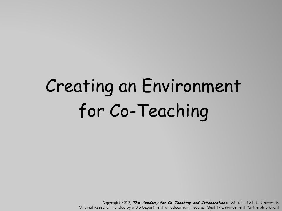 Creating an Environment for Co-Teaching