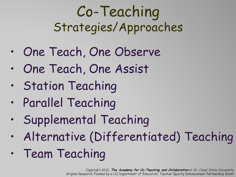 Co-Teaching Strategies/Approaches