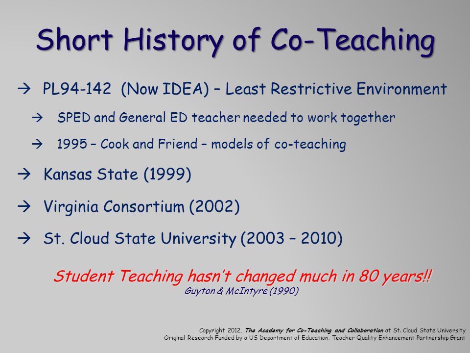 Short History of Co-Teaching
