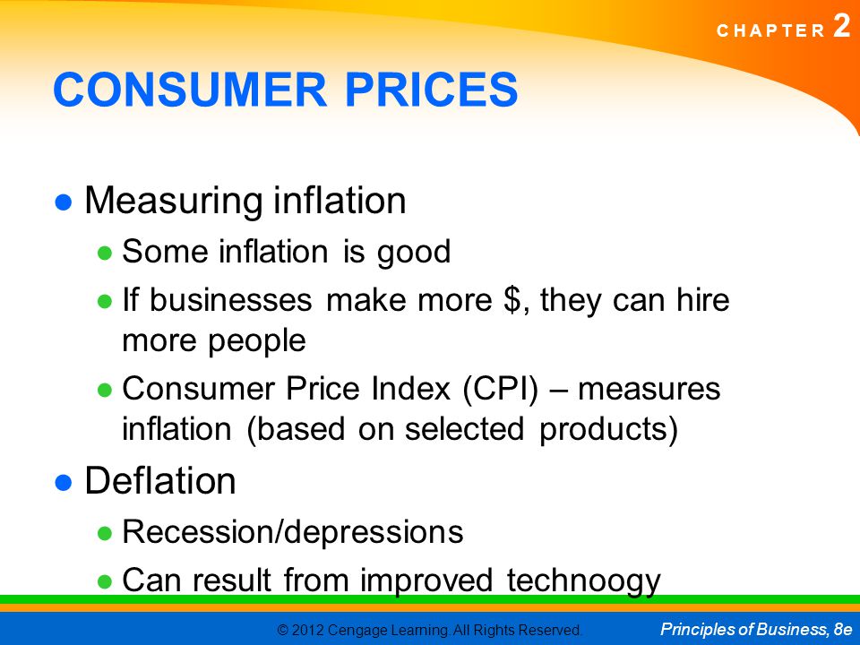 CONSUMER PRICES Measuring inflation Deflation Some inflation is good