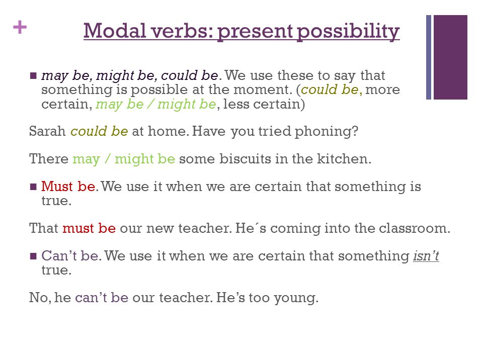 Modal verbs: present possibility