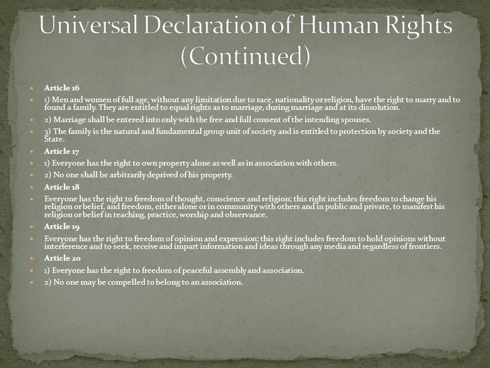 Universal Declaration of Human Rights (Continued)