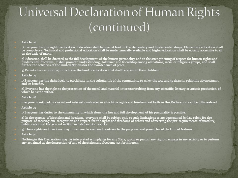 Universal Declaration of Human Rights (continued)