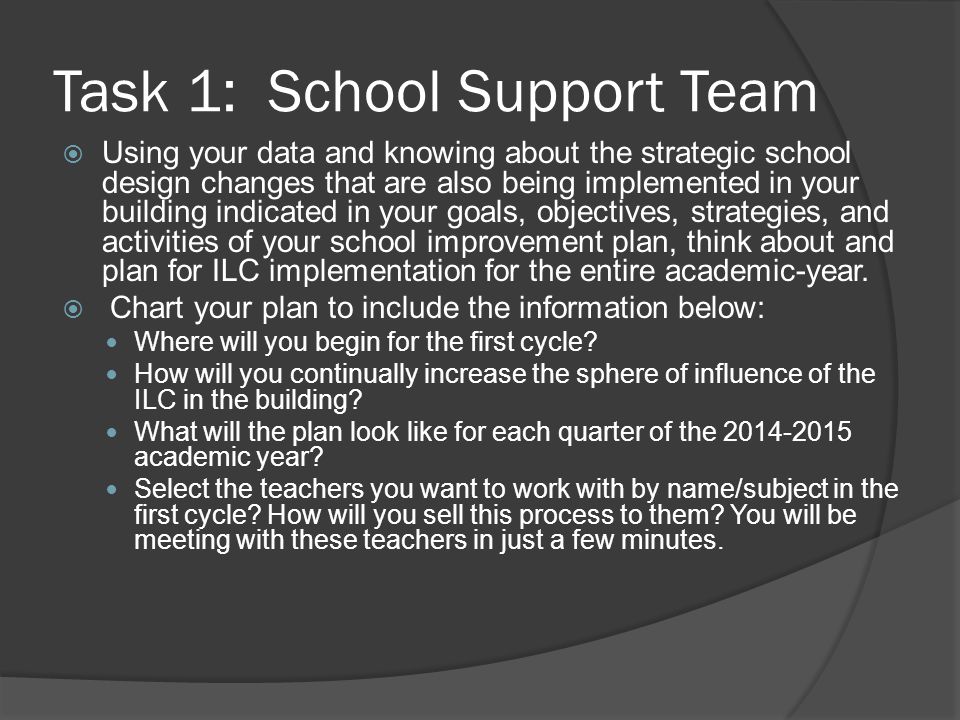 Task 1: School Support Team