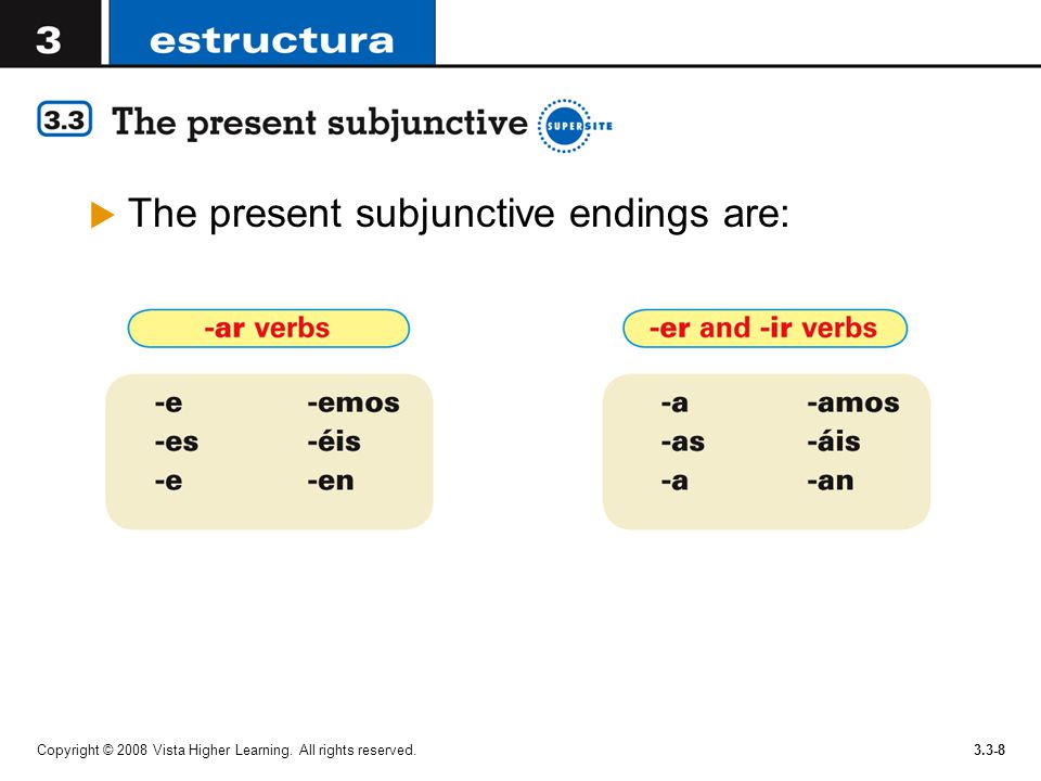 The present subjunctive endings are: