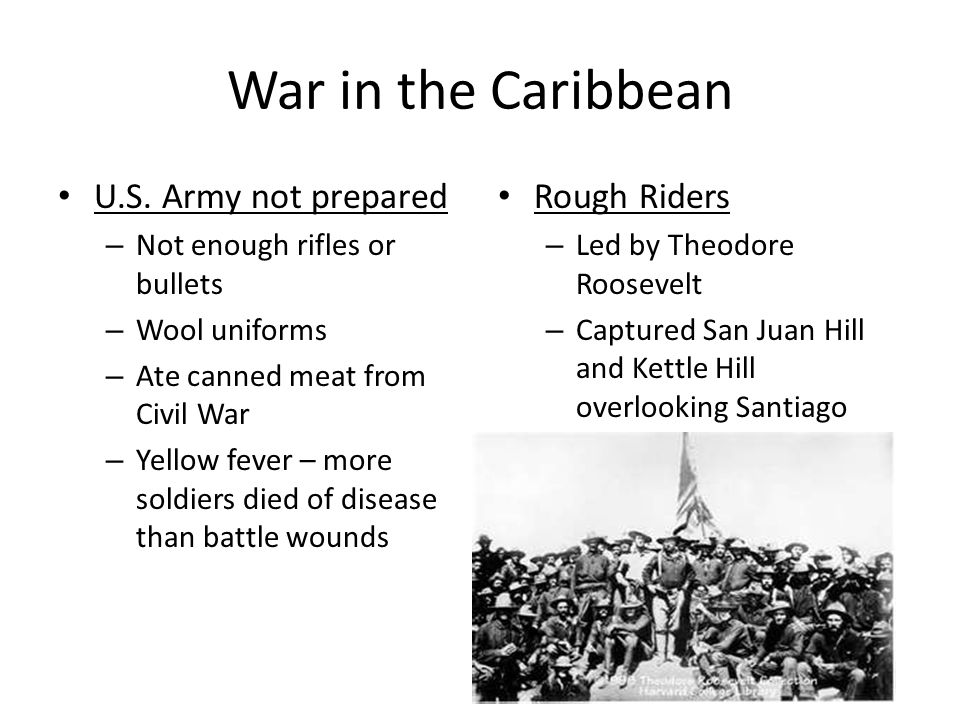 War in the Caribbean U.S. Army not prepared Rough Riders
