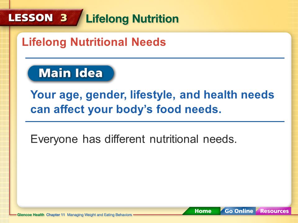 Lifelong Nutritional Needs