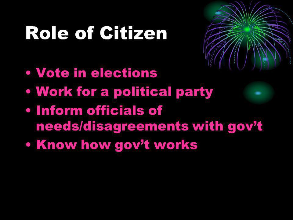 Role of Citizen Vote in elections Work for a political party