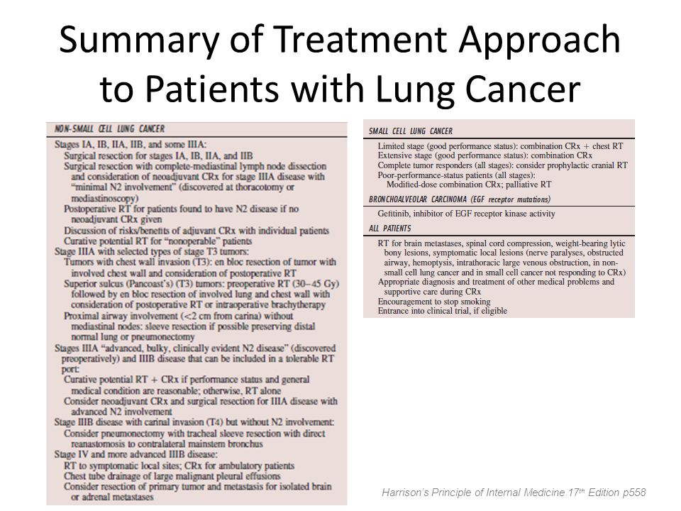 Summary of Treatment Approach to Patients with Lung Cancer