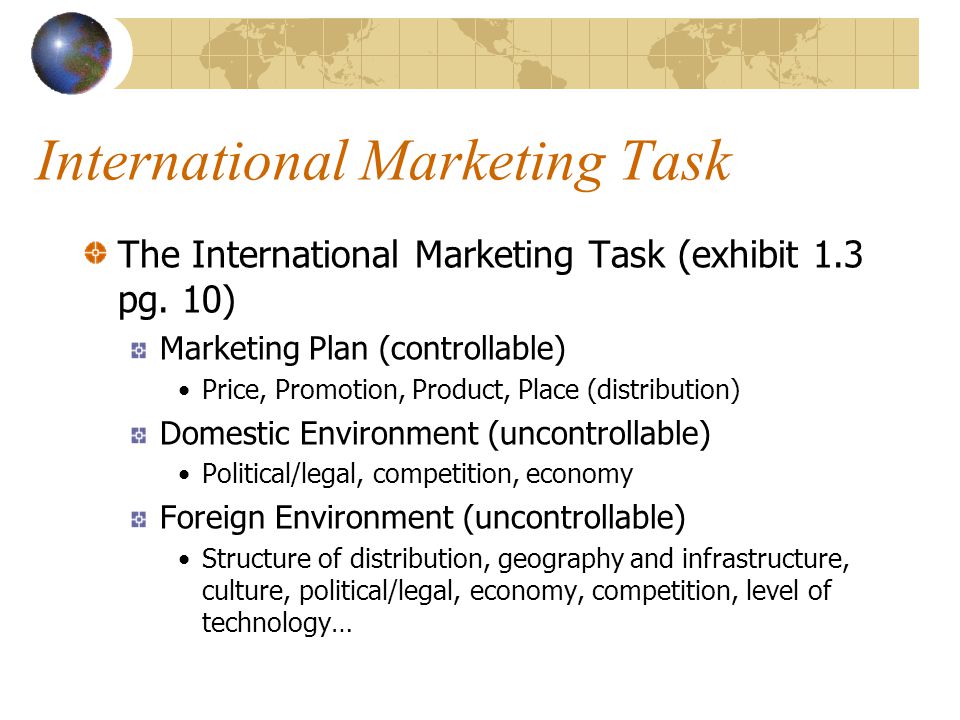 explain the international marketing task