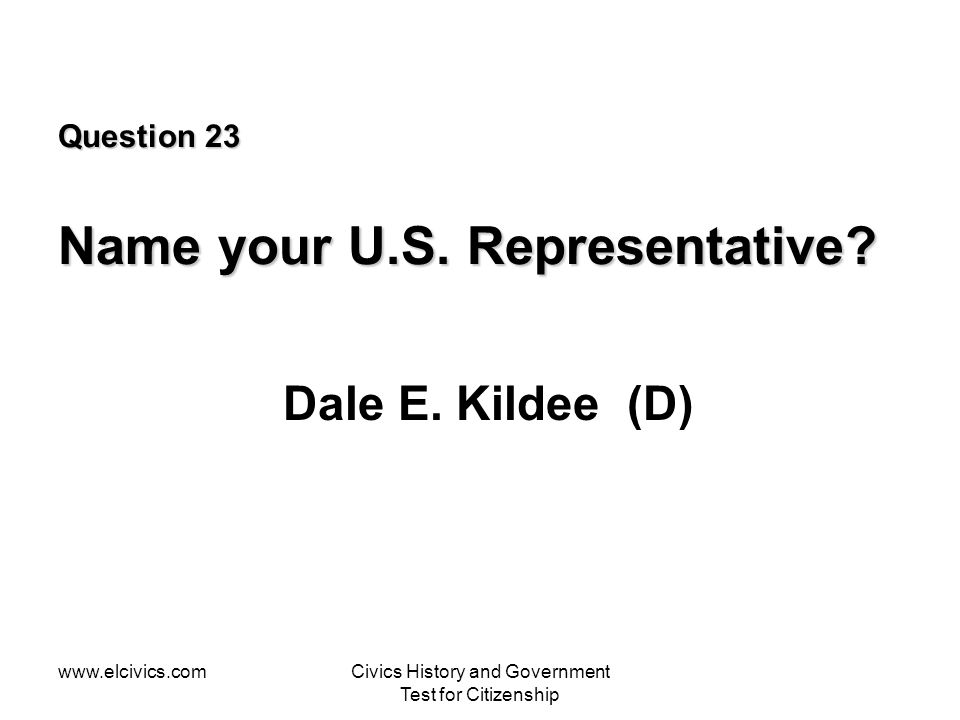 Question 23 Name your U.S. Representative