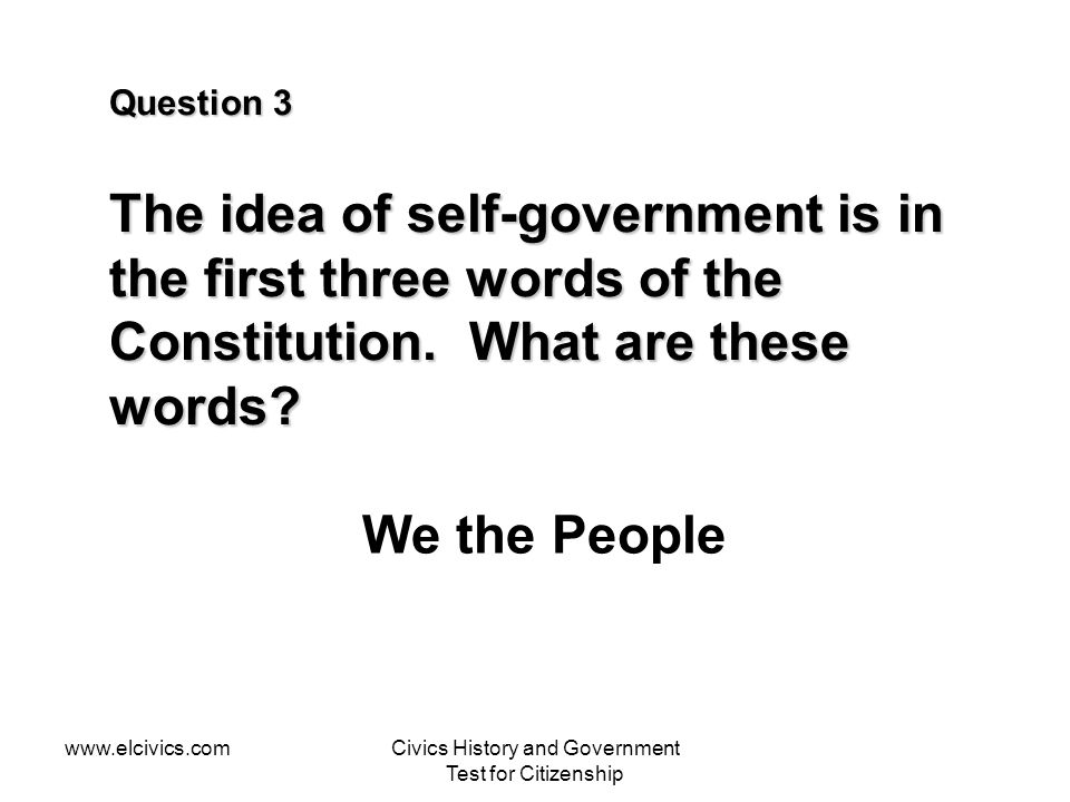 Civics History and Government Test for Citizenship