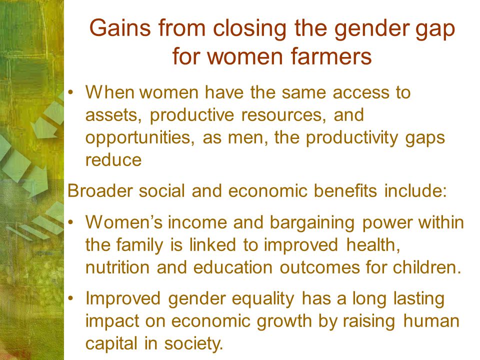 Gains from closing the gender gap for women farmers