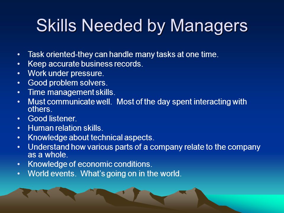 Skills Needed by Managers