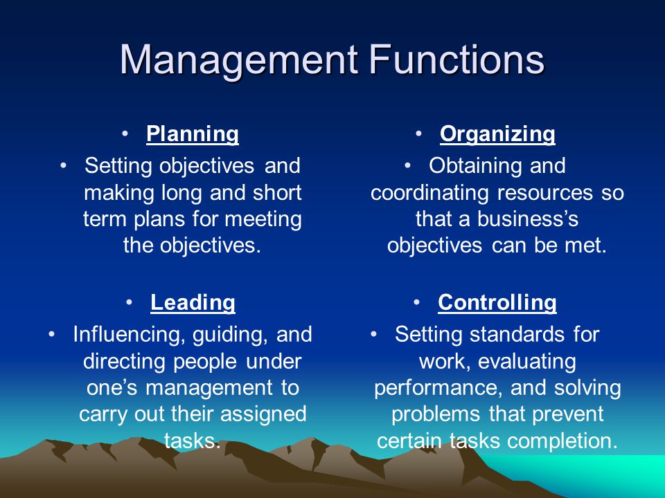 Management Functions Planning