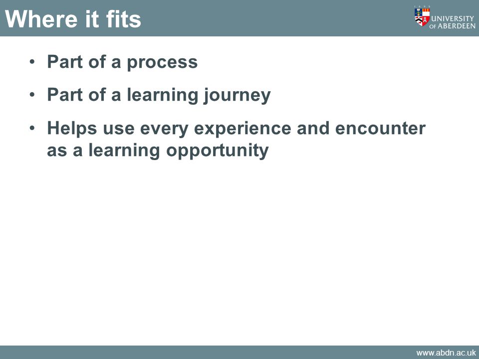 Where it fits Part of a process Part of a learning journey