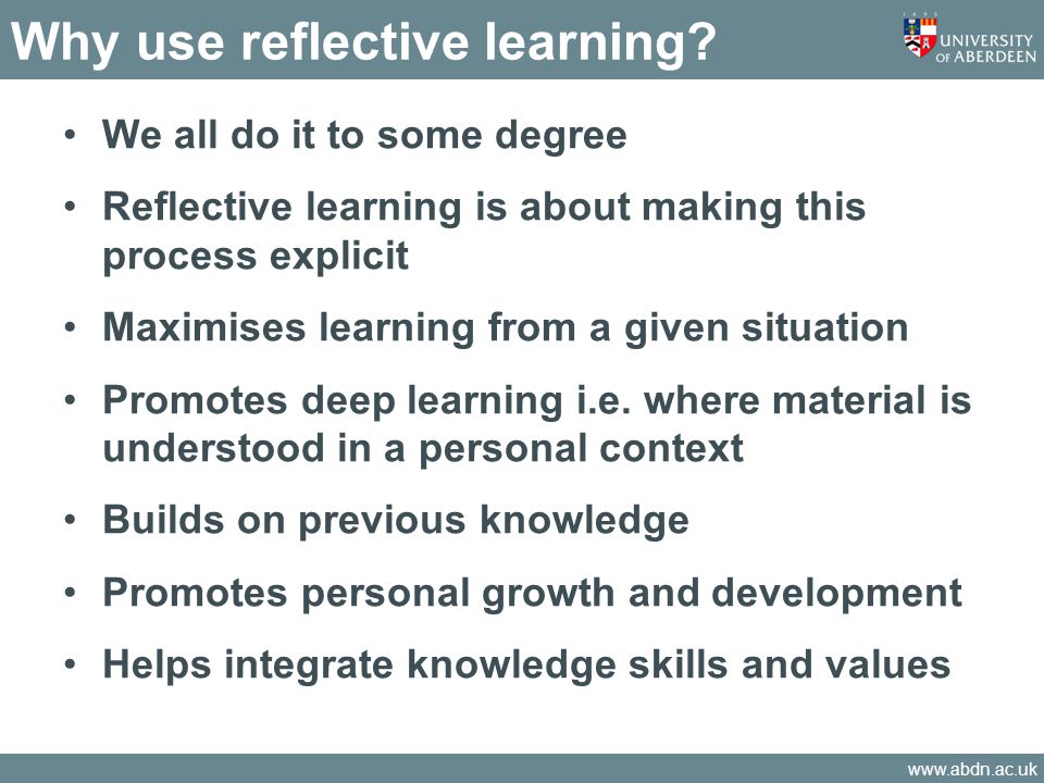 Why use reflective learning