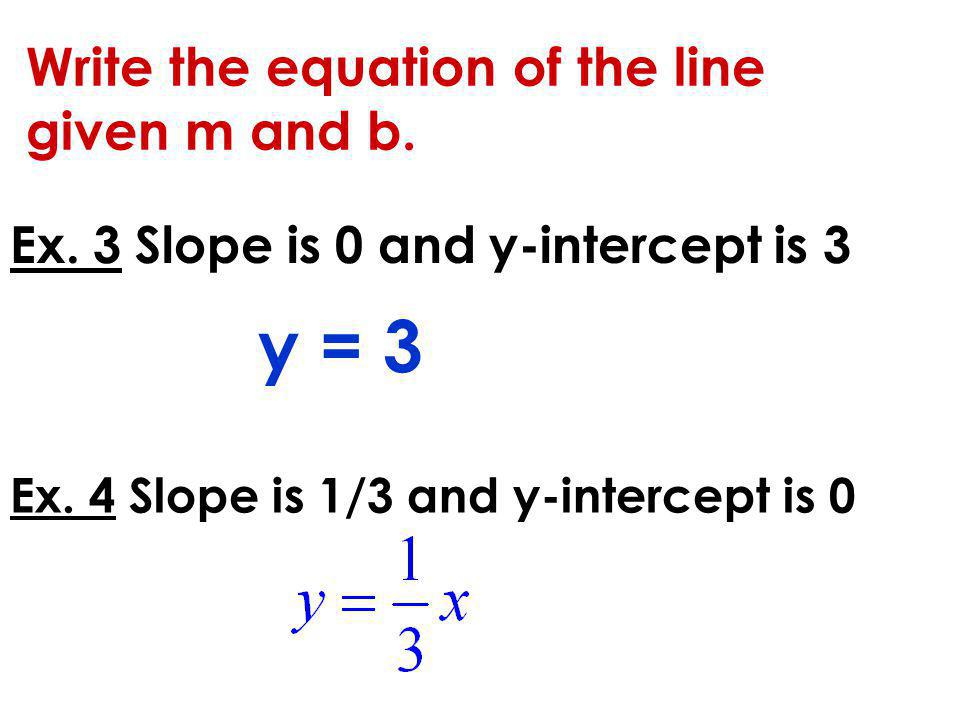 Write the equation of the line given m and b.