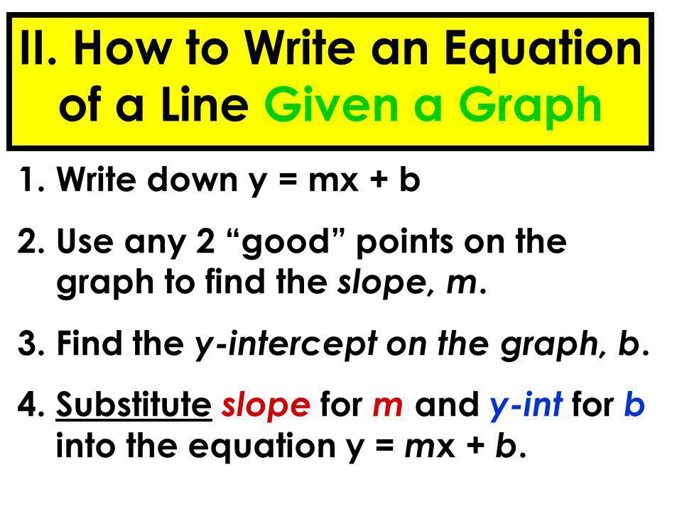 II. How to Write an Equation of a Line Given a Graph