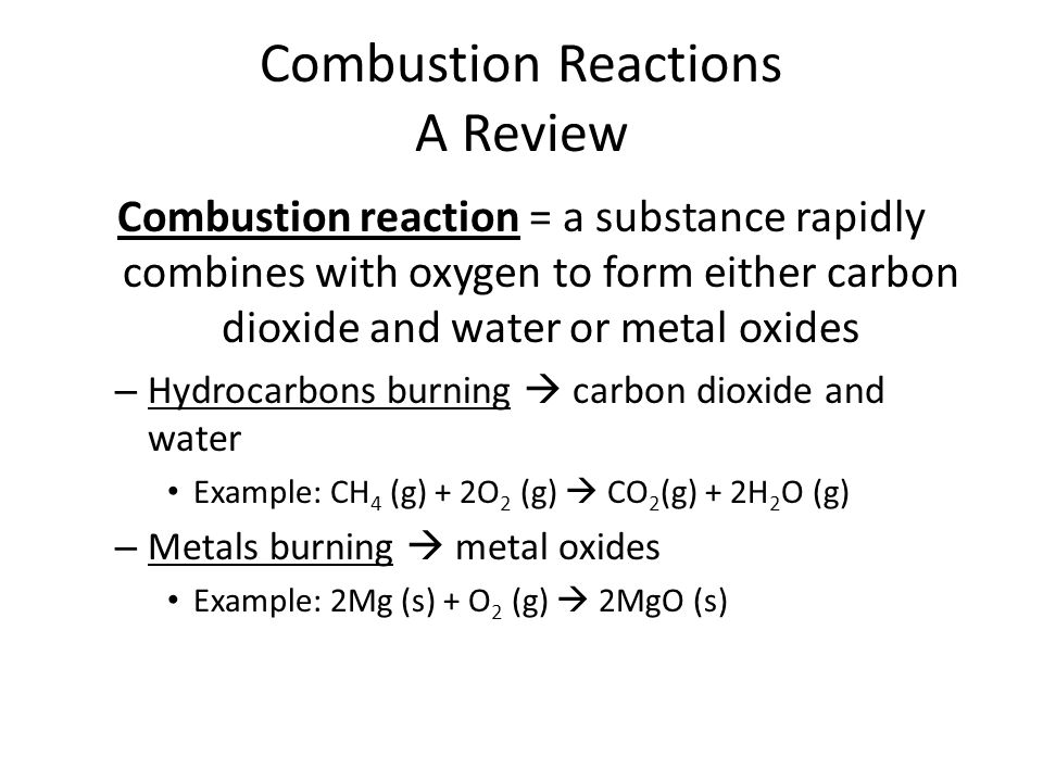 Combustion Reactions A Review