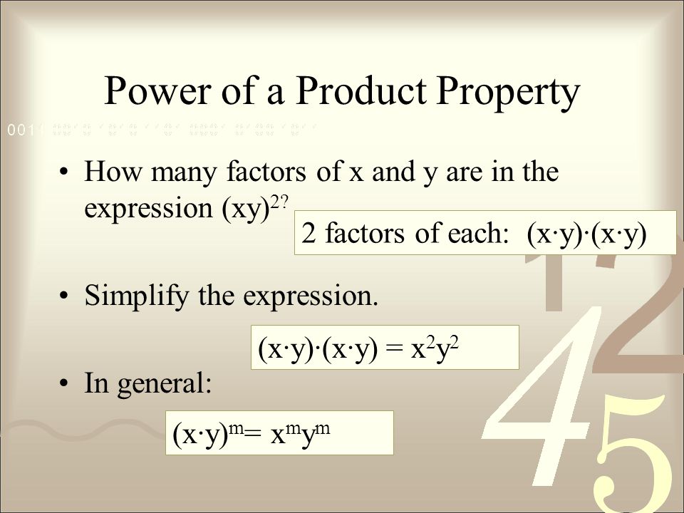 Power of a Product Property