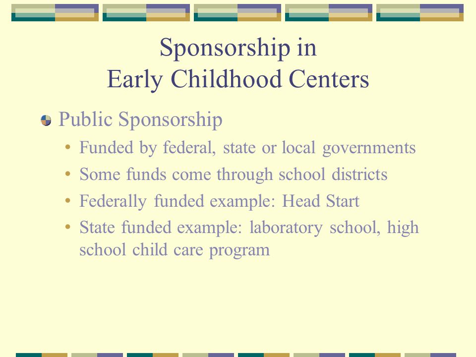 Sponsorship in Early Childhood Centers