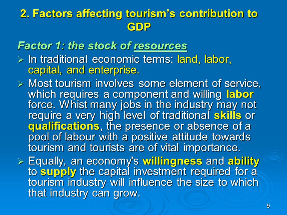 economic factors affecting tourism industry