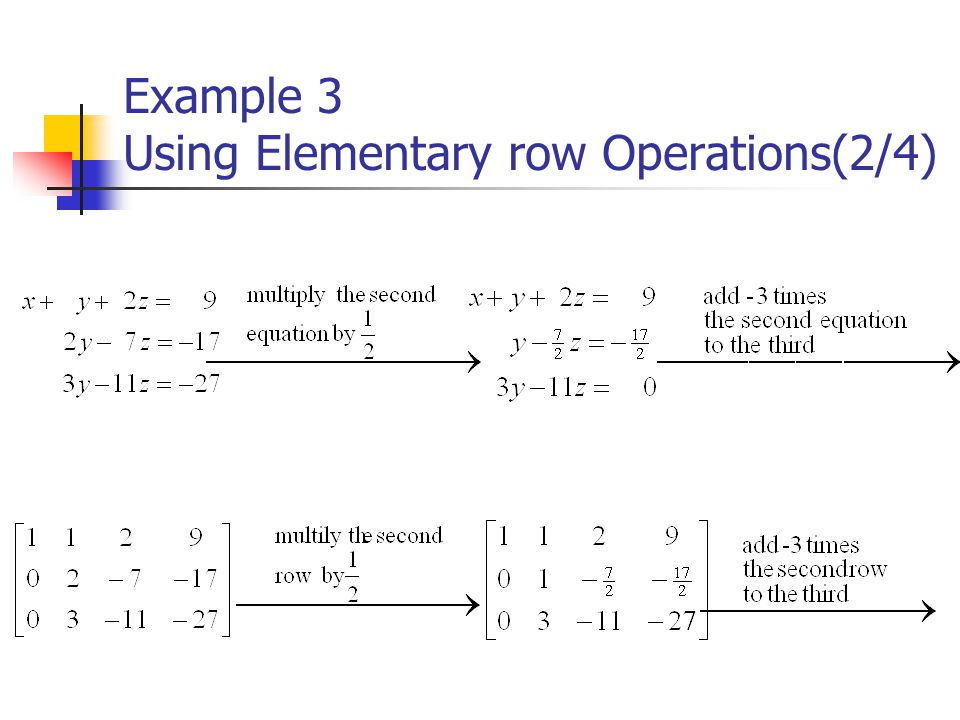 Example 3 Using Elementary row Operations(2/4)