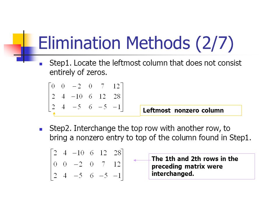 Elimination Methods (2/7)