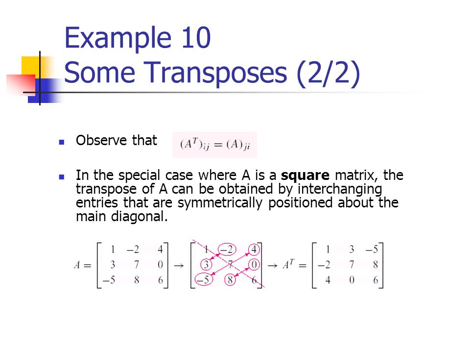 Example 10 Some Transposes (2/2)